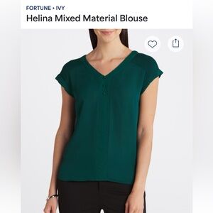 Fortune + Ivy Helena Mixed Material Blouse